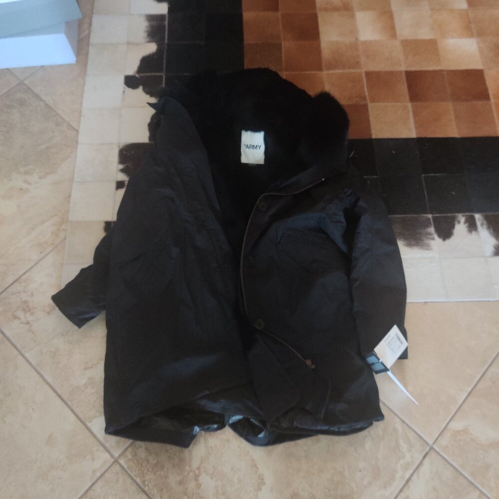 Yves Salomon fur lined coat size 40 New oversized